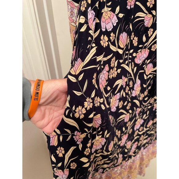 Bohemian Floral Suzanne Betro Women Dress XL Rayon Multicolor 3/4 balloon sleeve - Picture 4 of 16